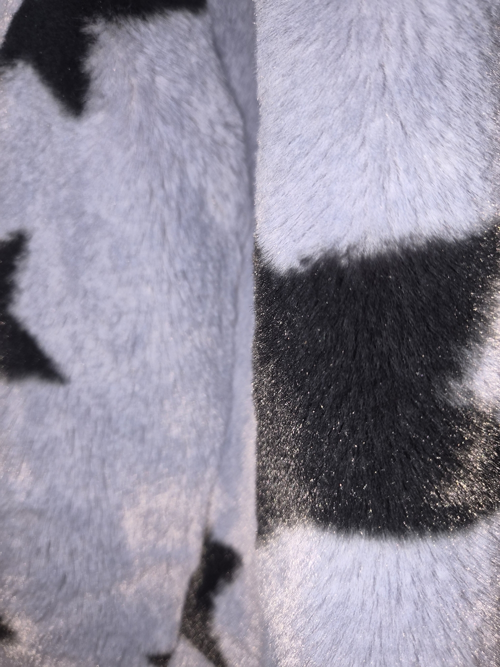 NVLT Light Blue Faux Fur Peacoat with Black Star Print - Picture 4 of 14